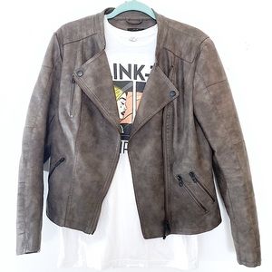 Only Cava Camel Faux Leather Biker Jacket Size L